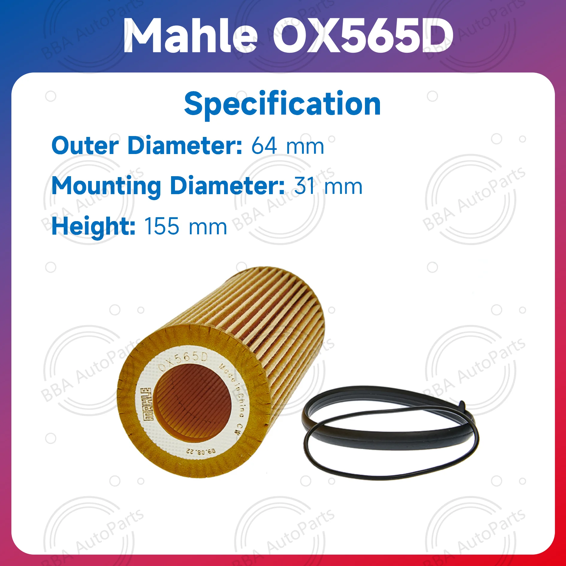 Mahle OX565D OX381D oil filter for Audi A4L A5 A6 A7 A8 Q5 Q7 S5 OE 06E115562 06E115562A 06E115562C