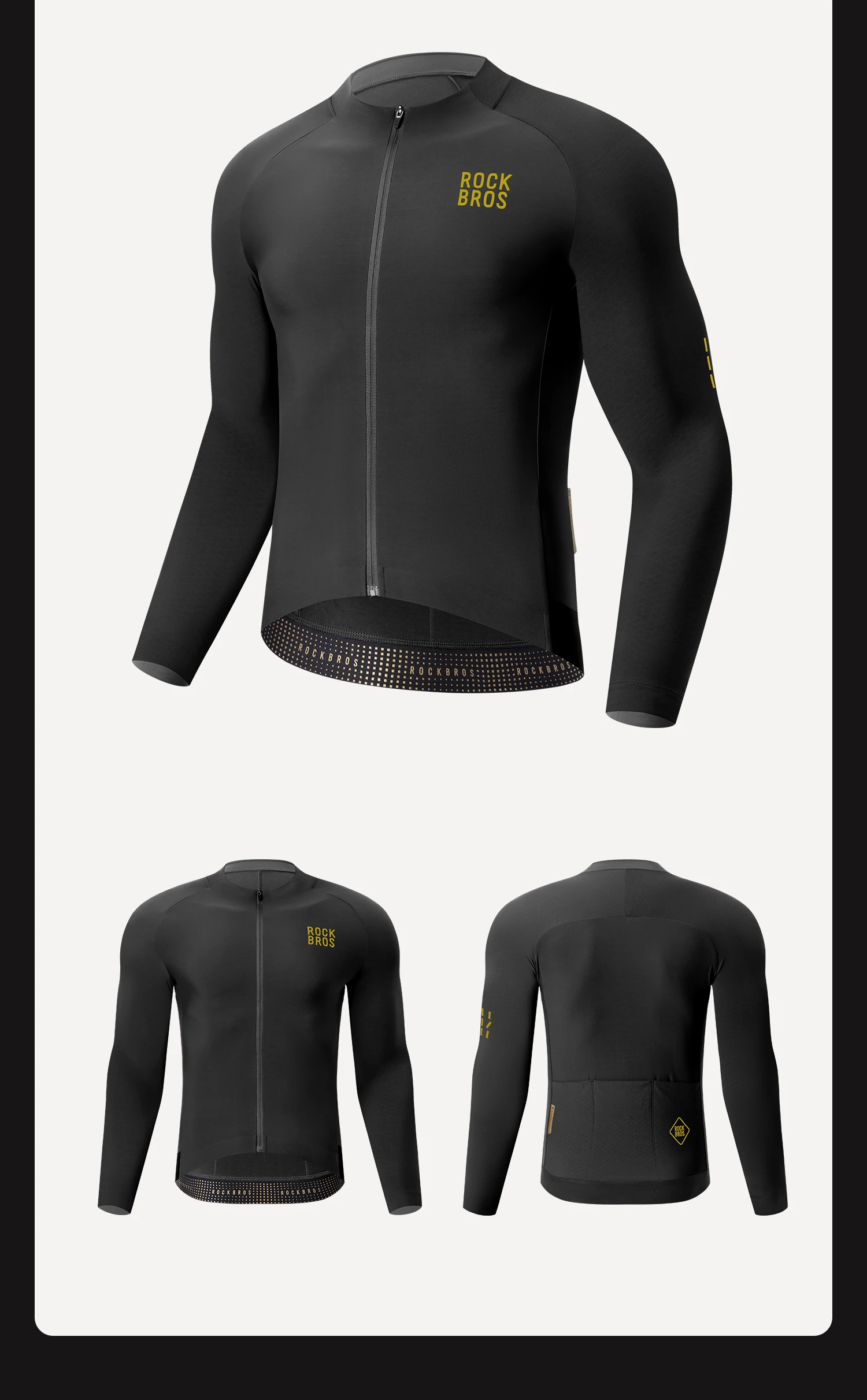 ROCKBROS Herbst Winter Radfahren Jacke Hohe Elastische Warme Fleece Jacke 3D Schneiderei Nicht-rutsch Bequem Mantel Radfahren Kleidung – Detail 11