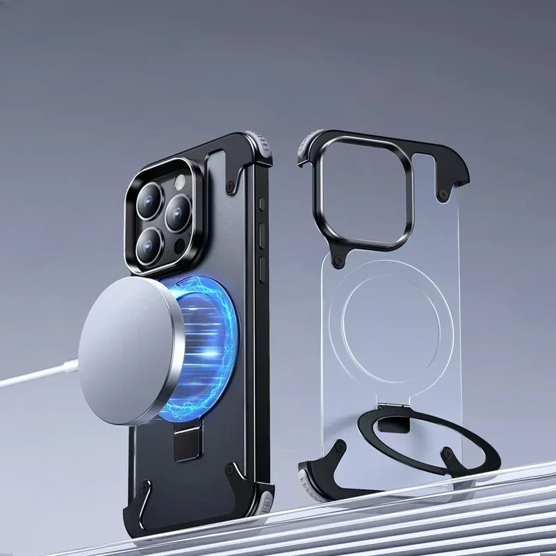 

Eary Phone Case with Finger Ring Holder Anti-Collision Light Weight Phone Cover Metal Bumper for IPhone 15 Pro Max