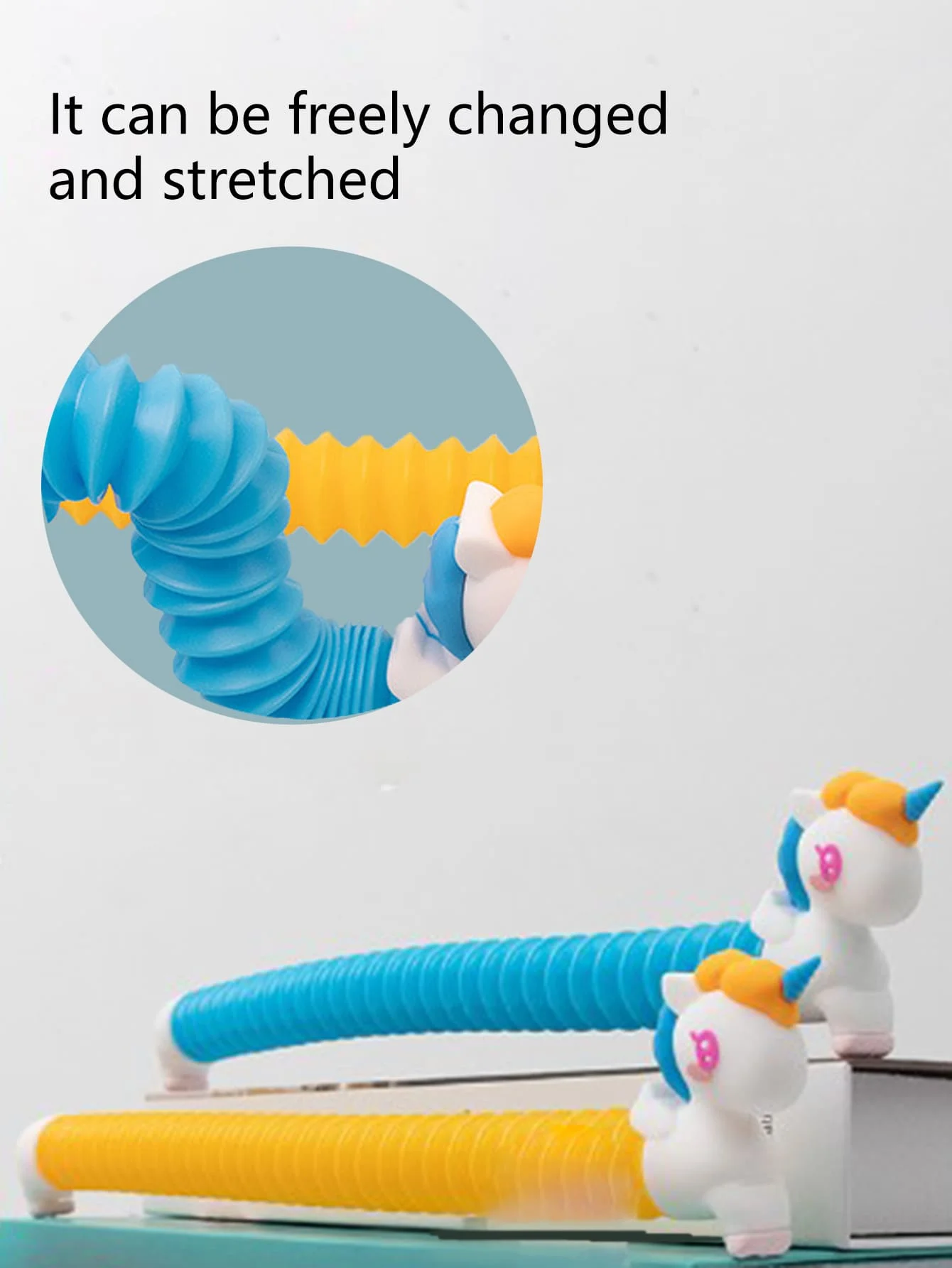 1pc-Telescopic unicorn tube decompression creativity, versatile venting, cat teasing toy, random tube color