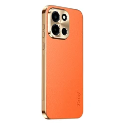 Cover shockproof in PU leather premium con protezione dell'obiettivo in lega e cornice in TPU a motivo litchi