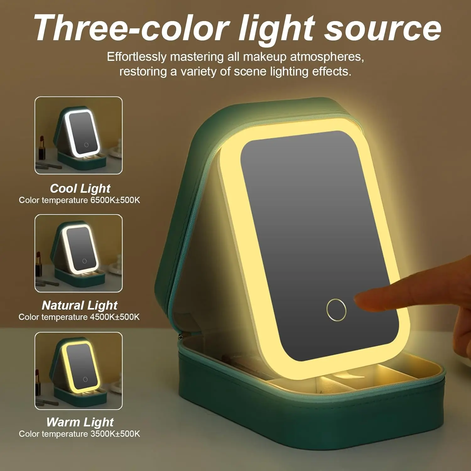 Makeup Organizer Makeup Storage Box Cosmetic Storage Box Storage Box Toiletry Bag Travel PU Makeup Bag With LED Mirror And Light,Mirror Adjustable Brightness Smart LED Cosmetic Case Portable Gift For Girl Women
