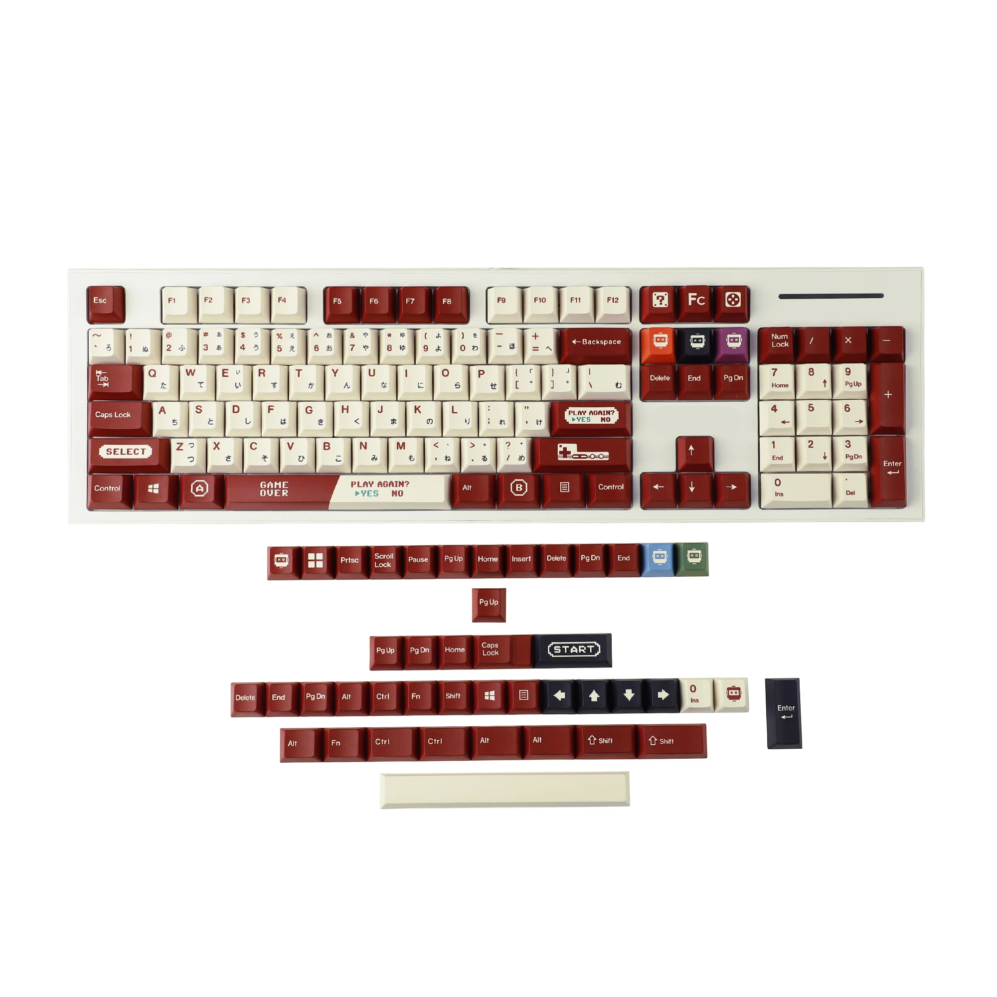 Gameboy-keycaps Retro Japoneses Vermelho Bege Dye Sub Pbt Perfil de Cereja Tkl Gk61 96 Gmmk mx Teclado fc Grosso