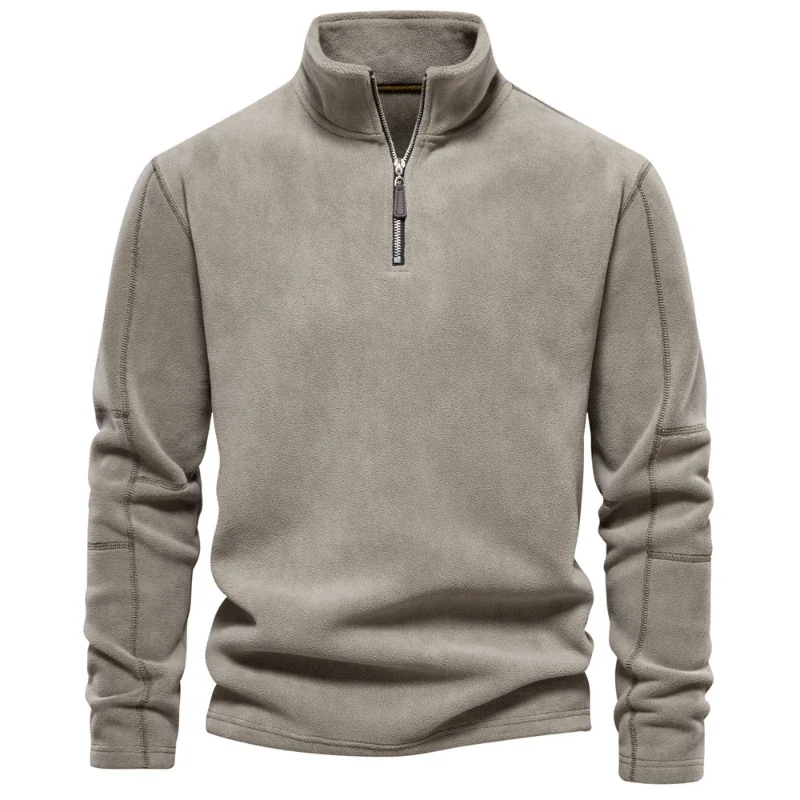 

Autumn and Winter New Men's Lamb Wool Hoodie Stand Collar Half Zipper Long Sleeve Comfortable Trend All Men Fashion Casual Shirt