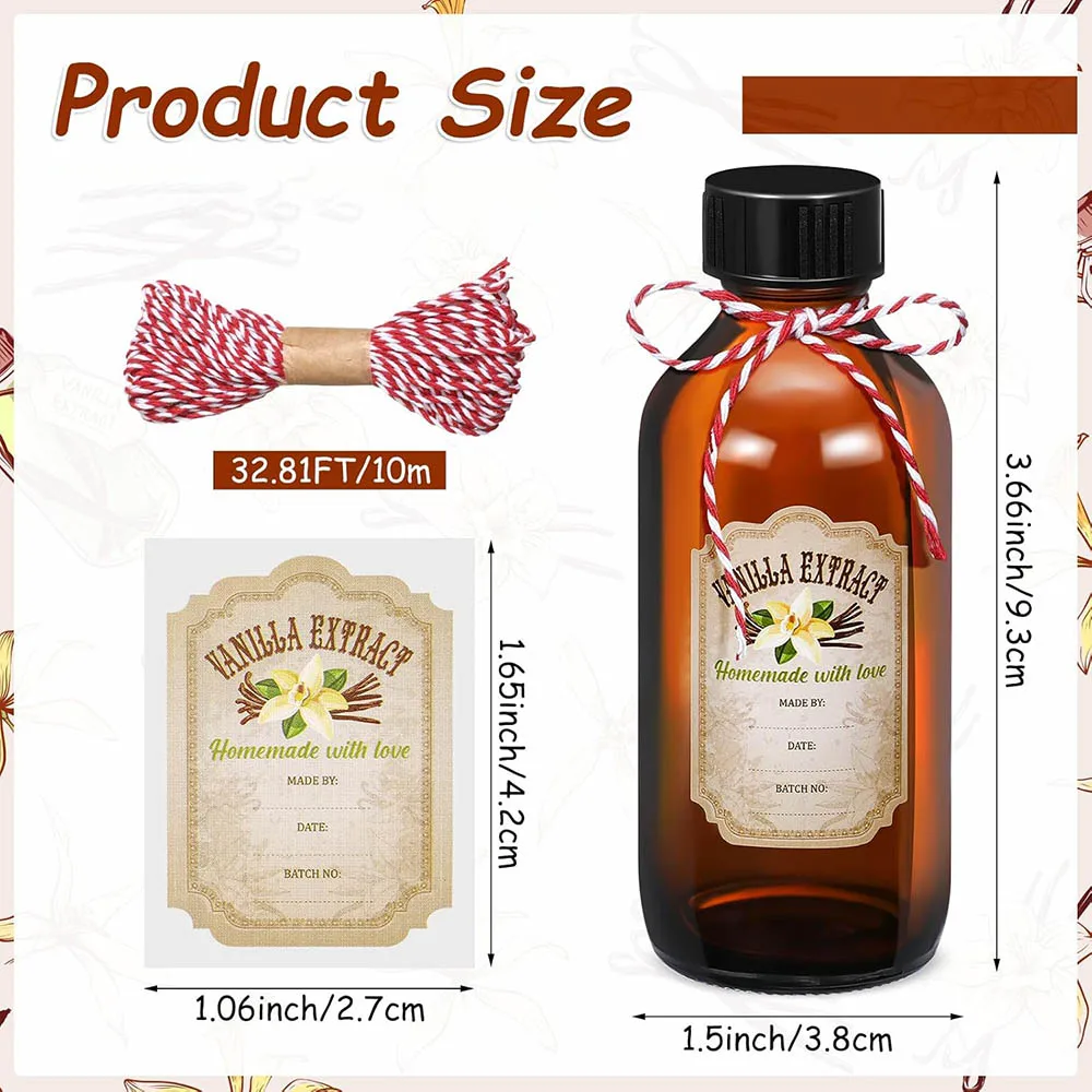 Amber Glass Bottle Boston Round Bottles Brown Vanilla Extract Bottles for Syrup Gift Glass Food Storage Canister Set Sauce Beans 2