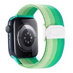Stretchy Nylon Lightweight Breathable Watch Strap - 44mm 45mm 46mm 49mm (Gradient green)