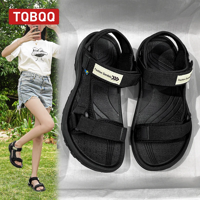 صنادل نسائية صيفية عصرية بنعل سميك غير قابلة للانز...