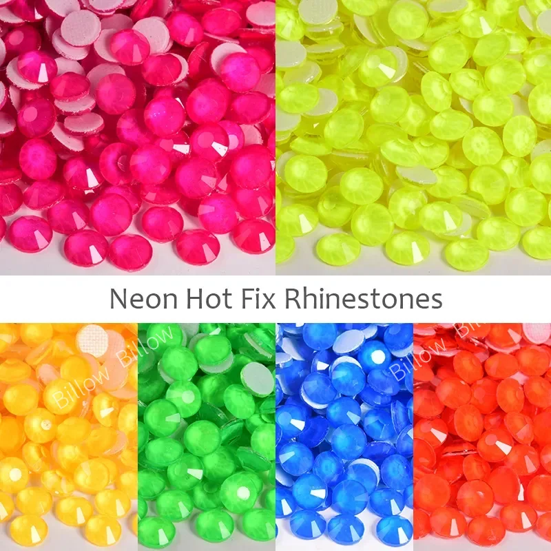 Glitter Neon Hot Fix Rhinestones стразы Strass Rhinestone Diamond DIY Sewing Accessories Crystals diamantes fijación caliente
