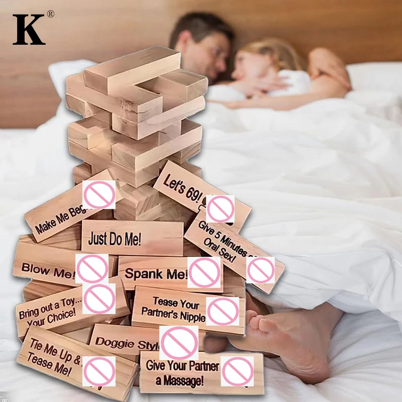 Block Tower Game 48pcs Couple Activities Date Night Ideas Valentine Tumbling Tower Stacking Blocks Game For Adults Night Party stacking blocks game