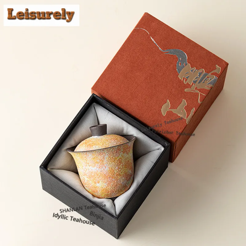 150ML Rock Mineral Gaiwan Boutique Tea Tureen Household Tea Bowl With Lid Kit Tea Maker Cover Bowl Cafes Accessories Collection