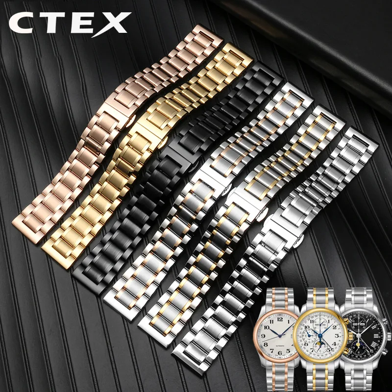 Pulseira de Relógio de para Homens e Mulheres 14 mm 15 mm 16 mm 18 mm 19 mm 20 mm 21 mm 22 mm 23 mm 24 mm Acessórios Correia Curvada Aço Inoxidável - Image 2