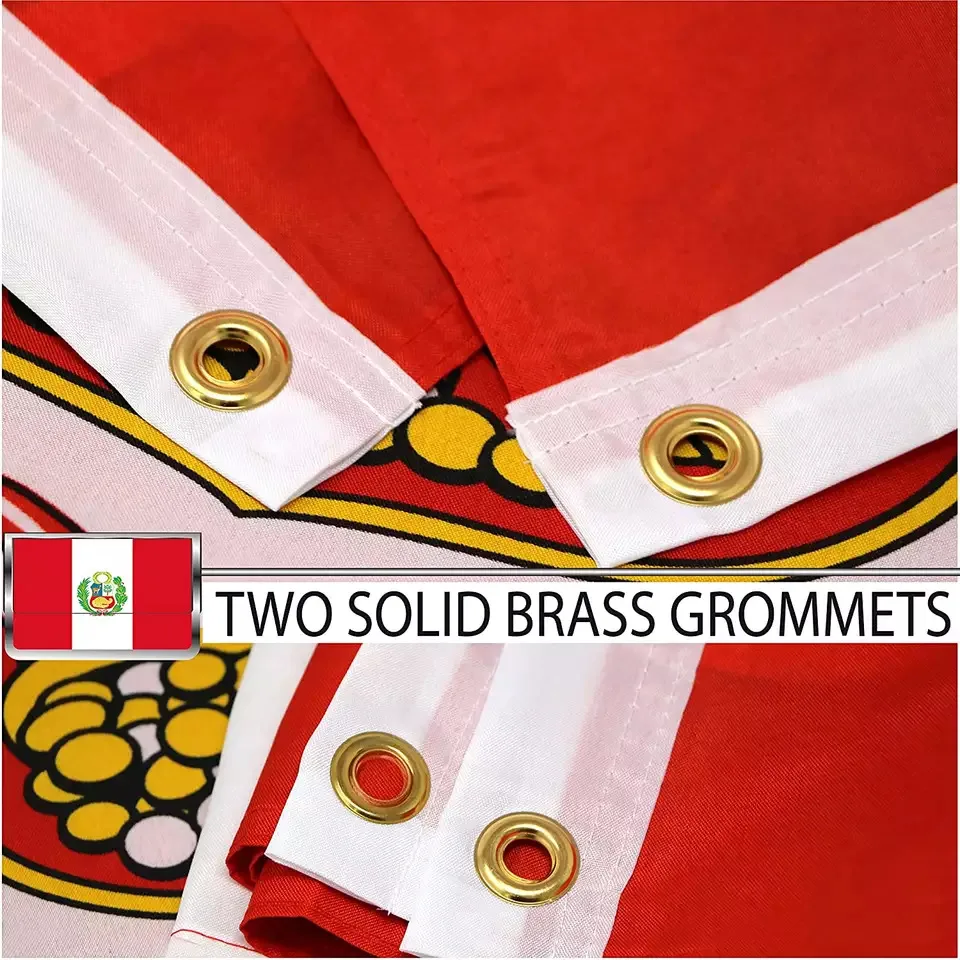 Bandera de Perú de doble cara impresa, tela de poliéster de 90x150cm, doble puntada, PE, Bandera Nacional peruana para decoración, envío gratis