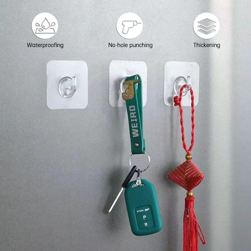 Transparent Self Adhesive Hooks Wall Suction Storage Holder Door Wall Mounted Hanger Hook Self Adhesive Hook for Keys Bathroom 3