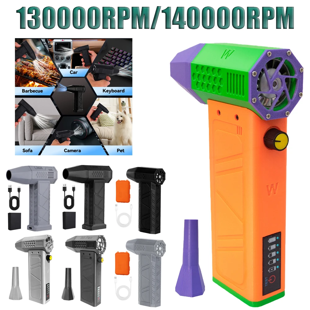 Portable 140,000 Rpm Turbo Fan with Blowing and Vacuuming Functions