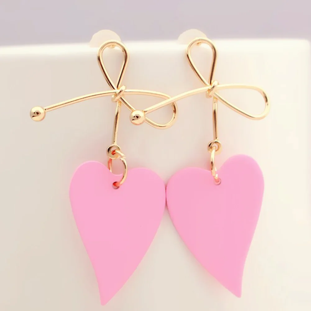 Fashion Gold Color Heart Butterfly Geometric Drop Earring Women Vintage Red Green Yellow Earring Irregular Korean Jewelry