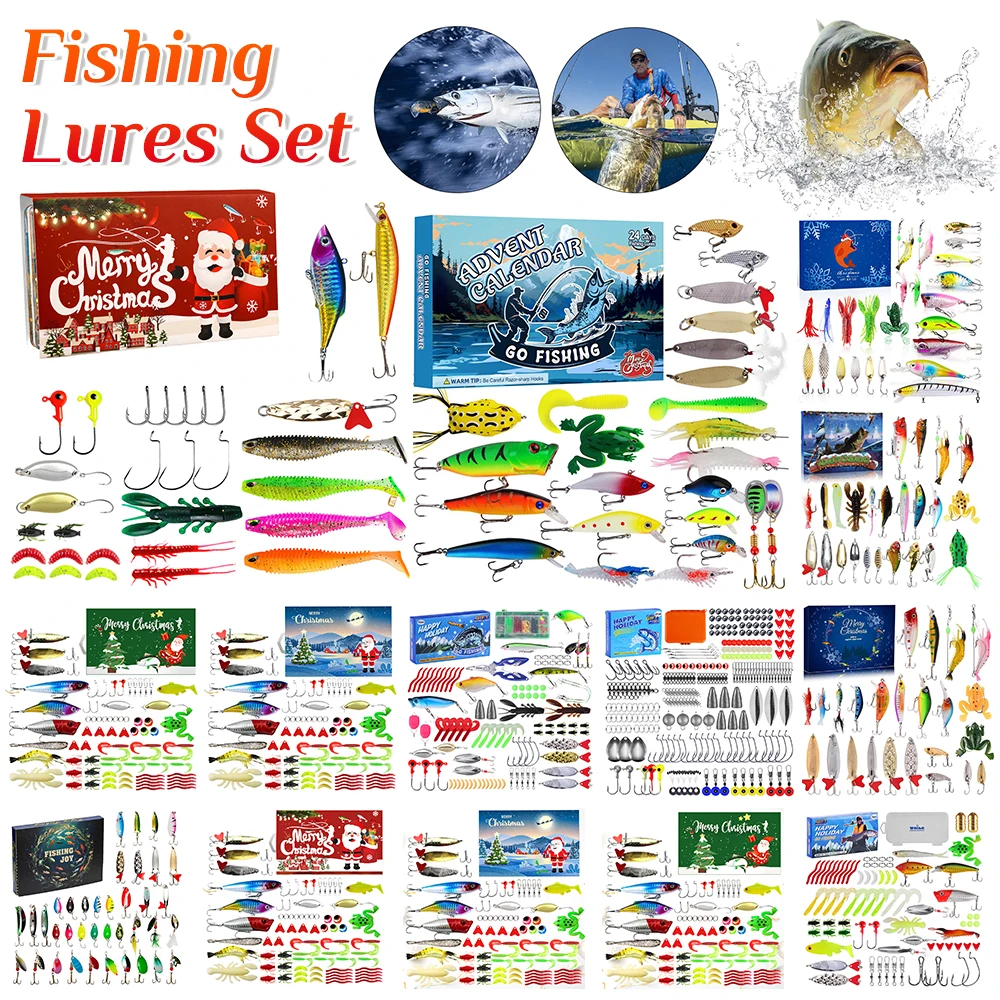 Christmas advent calendar Fishing advent calendar Fishing Tackle Set Advent Calendar Box Christmas Fishing Lures Set Various Fish Bait Surprise Gifts Box for Lover