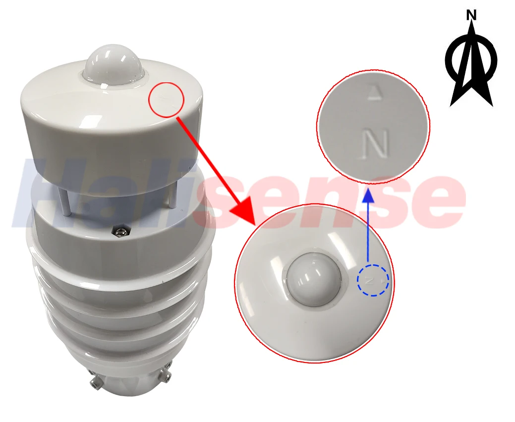 RS485 Ultrasonic Wind Speed and Direction Sensor Temperature Humidity Noise PM2.