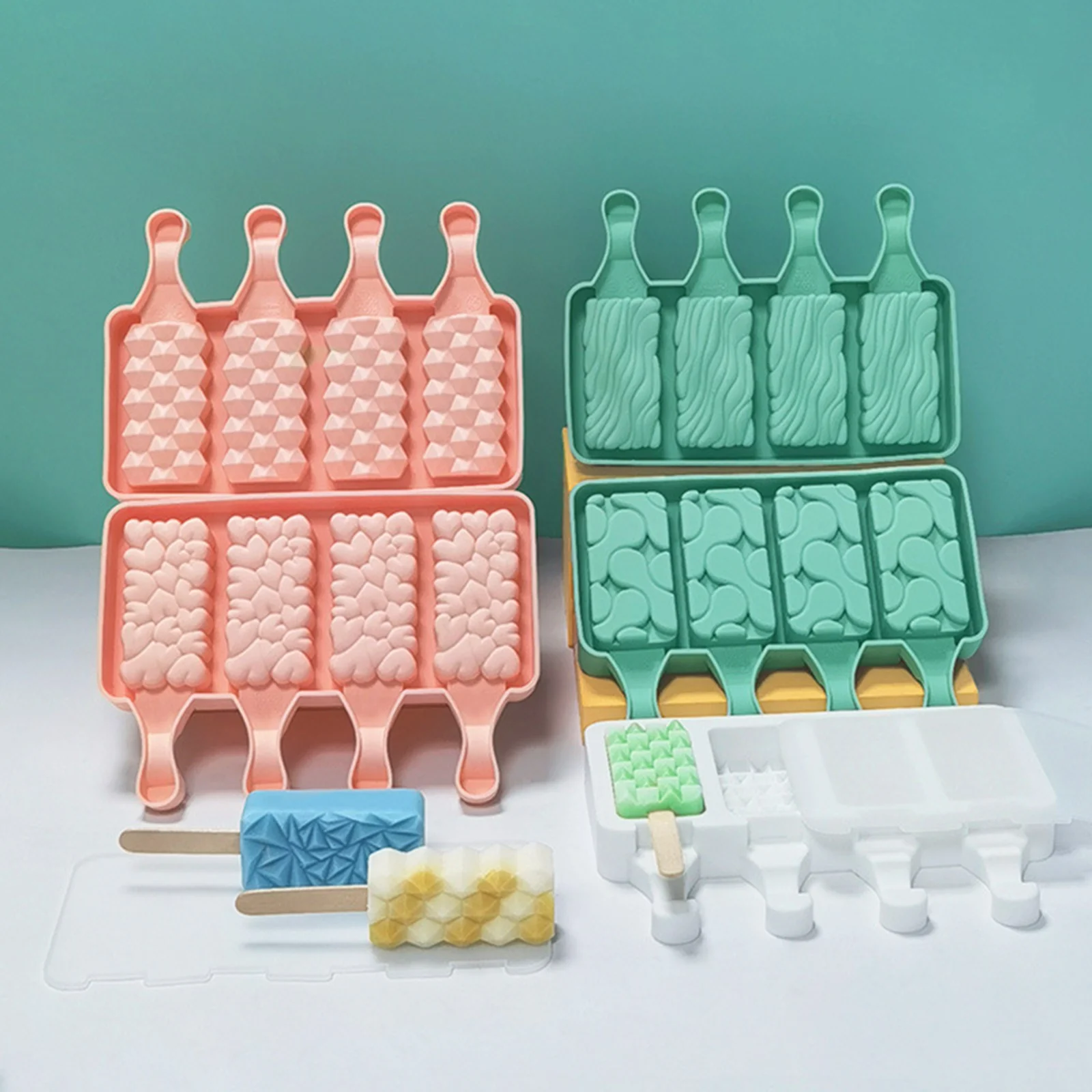 Small Squares Silicone Ice Cream Mold Diy Chocolate Dessert Popsicle Moulds Tray Ice Cube Maker Homemade Tools Summer Party Supp
