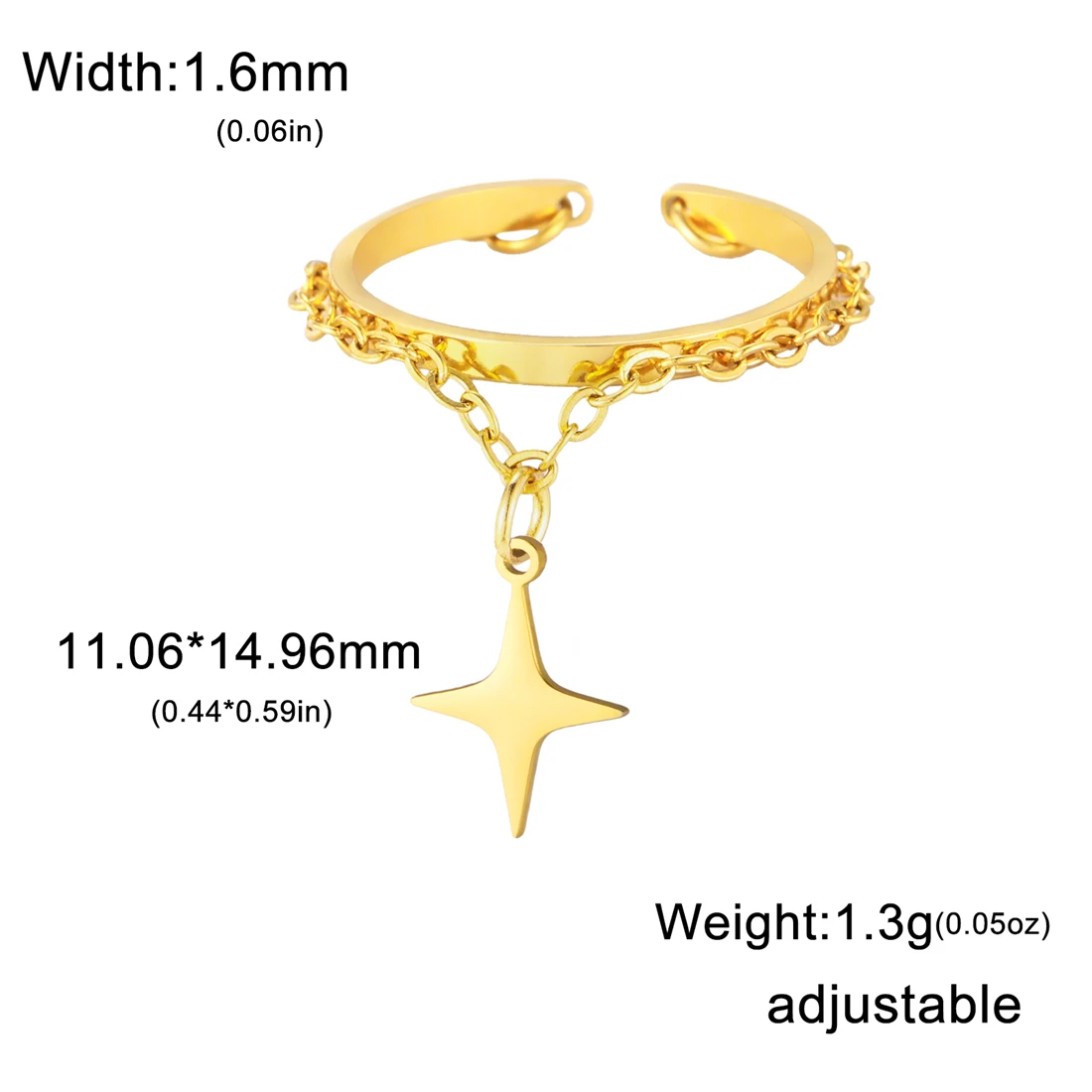 Davidstern Kreuz Ring Edelstahl Mode Planet Schmetterling Fünfeck Anhänger Ringe Doppelschichten Party Schmuck Geschenk – Detail 38