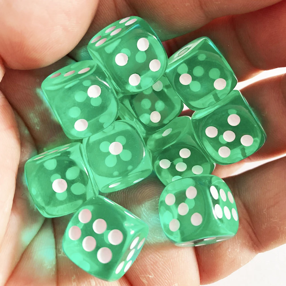 High-Quality Transparent Acrylic Dice Set - 10 Colorful 14mm Round Corner Dice