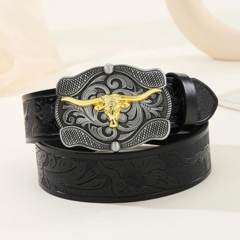 YUUZONE Vintage Western Belt Running Horse Belt Buckle Belt Cowboy Belts  For Men Western With Big Buckle Jeans Belt Belt