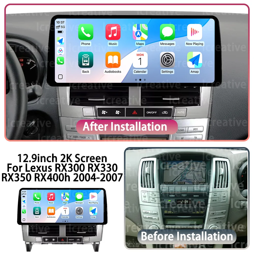 12,3 "Android 14 Carplay Android Auto estéreo para Lexus RX300 RX330 RX350 RX400h 2003-2009 reproductor Multimedia Radio de coche Navi GPS 2