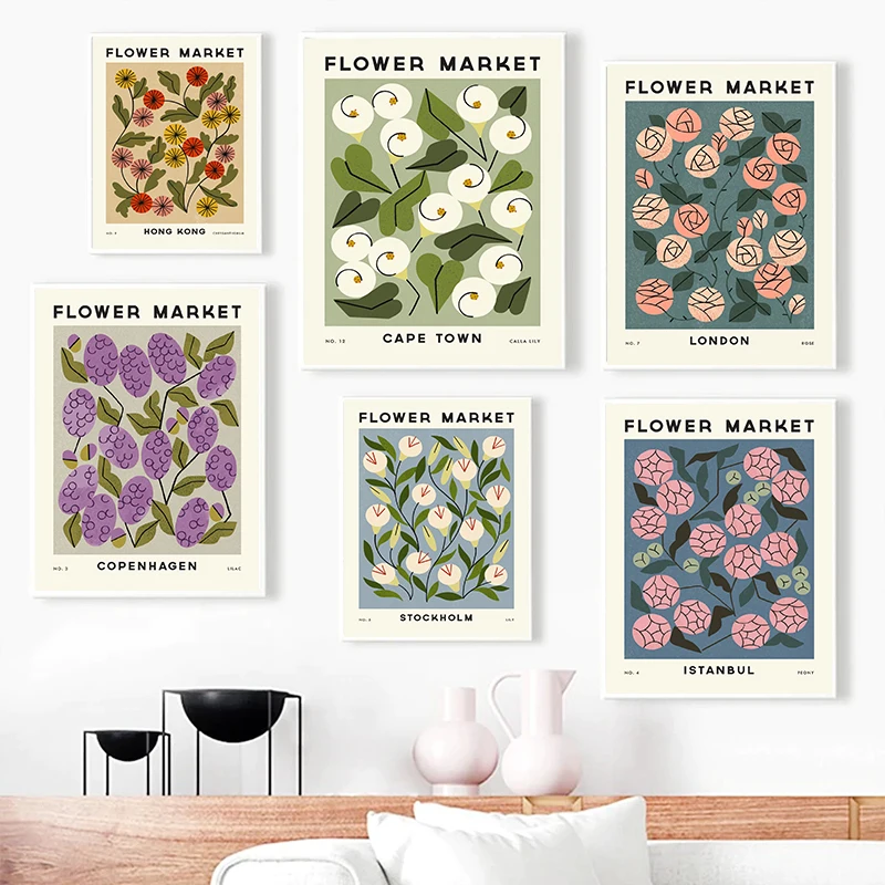 

Modern Flowers Posters Pictures Abstract Canvas Paintings And Prints Wall Art For Living Room Home Office Decor Frameless Gifts