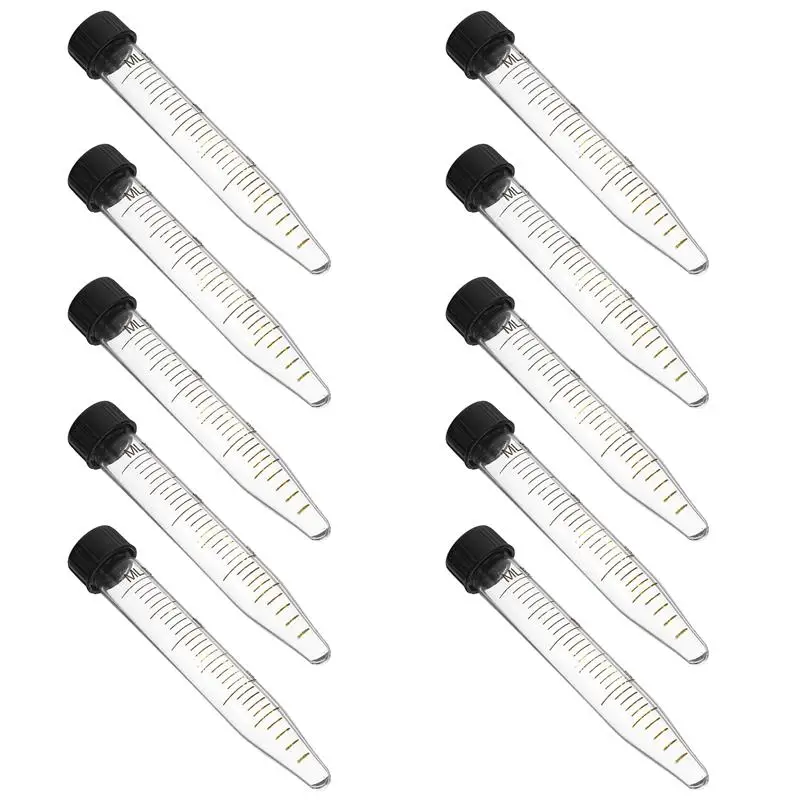10pcs Centrifuge Tubes With Screw Caps Graduated Test Tube Glass Conical Tube Falcon Centrifugal For School