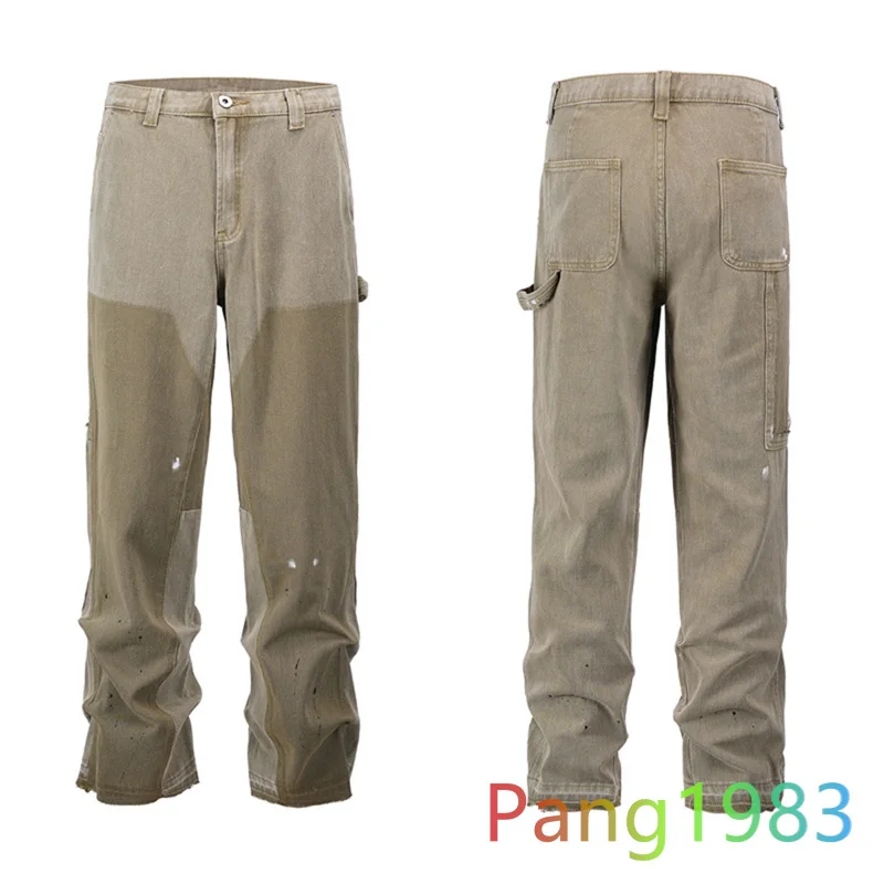 

Женские и мужские штаны, свободные хлопковые Саржевые джинсы с эффектом потертости