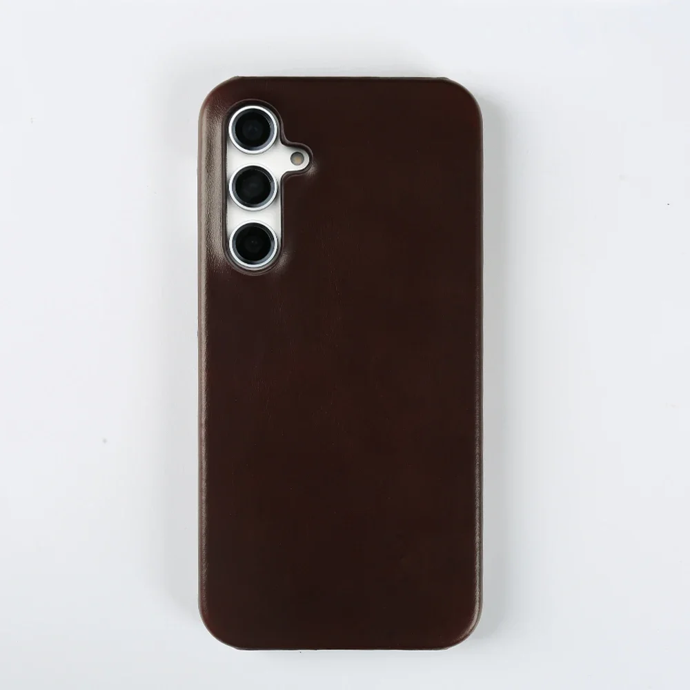Retro Genuine Leather Phone Case with Aesthetic Oil Wax Finish