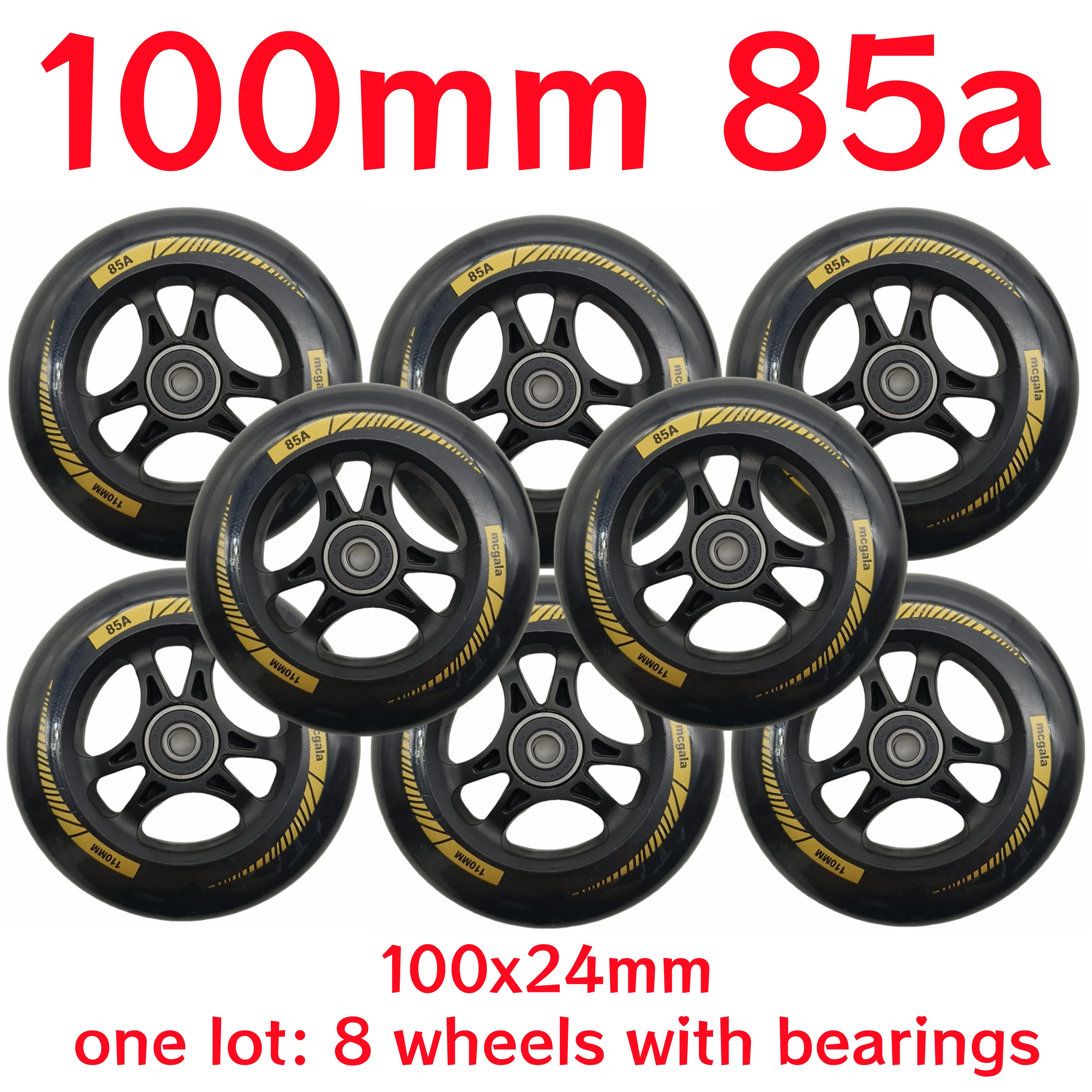 speed skate wheel 90MM 100mm 110mm thickness 24mm with bearing 85a 8pcs/lot roller skating wheels
