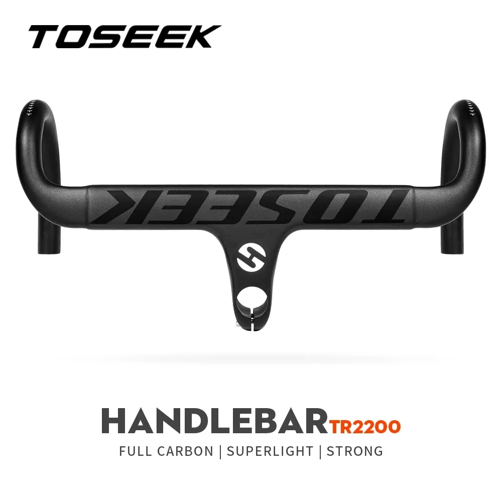 

TOSEEK Internal Cable Routing Road Bicycle HandleBar T800 Carbon Integrated Handlebar Road Bike Handlebar Stem 28.6mm Matt Black