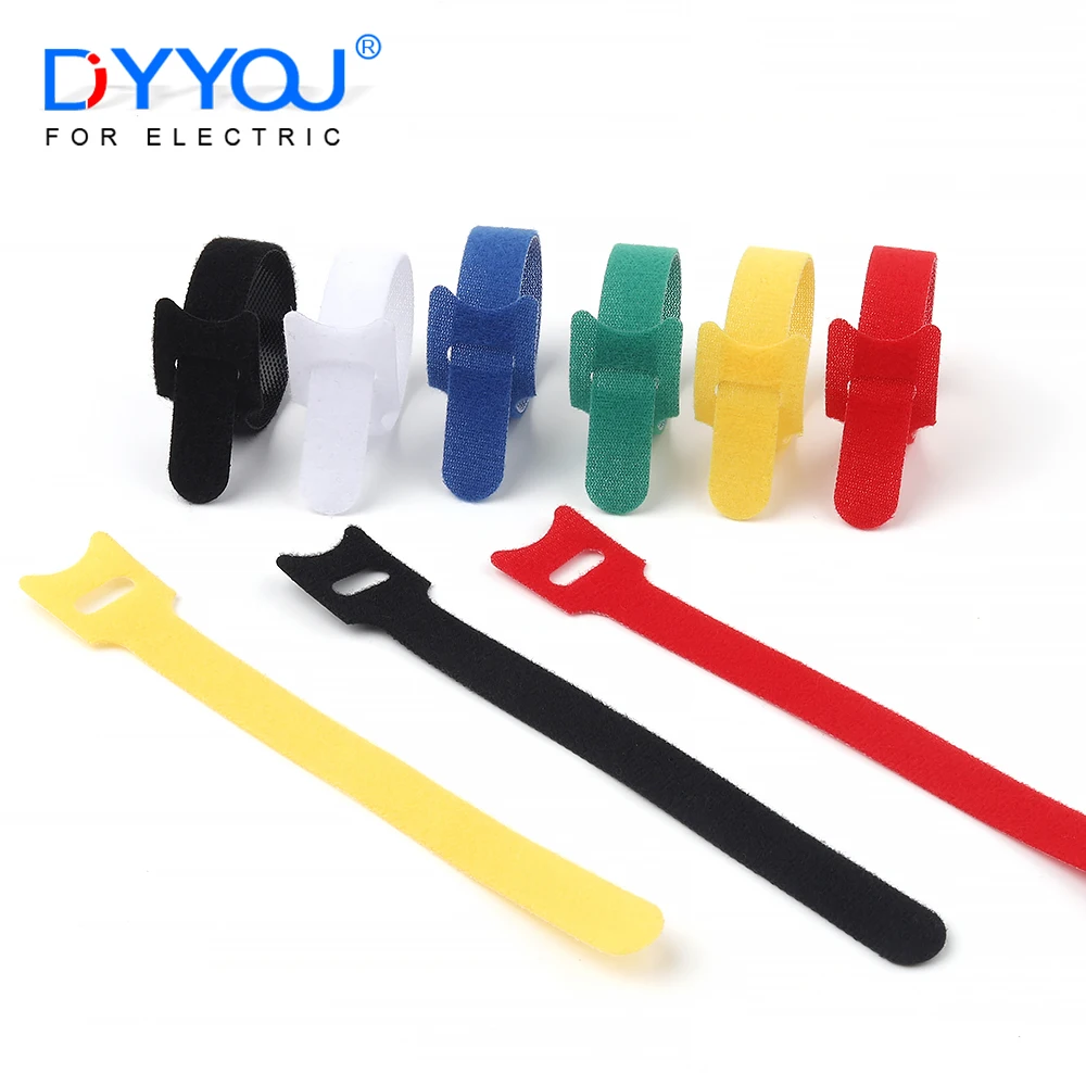 50/100 PCS Cable Ties Nylon Hook Loop T-type Wire Organizer Wrap Zip Bundle Fastener Releasable Colored Plastics Reusable ties