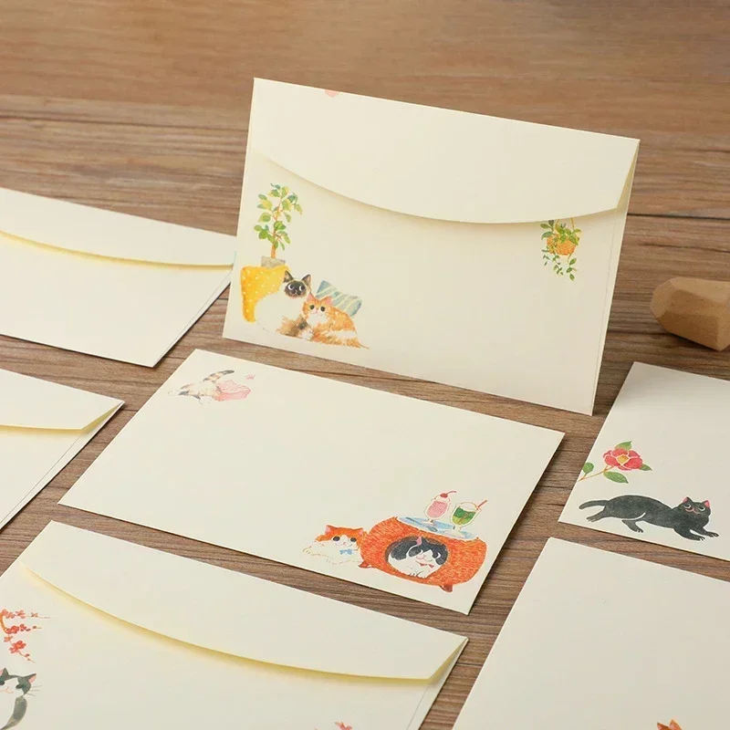10pcs/set Cartoon Cat Envelopes for Letter Pads Cute Paper Envelope DIY Gift Wrap Wedding Party Invitation Card CoverStationery kraft paper envelopes,mailing envelopes,mini envelopes,gift card envelopes