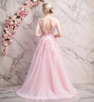 Gorgeous Pearl Pink Evening Dresses Illusion Strap Lace Appliques Square Neck V-Backless Gowns Slim A-Line Maxi Party Prom Dress - Image 5