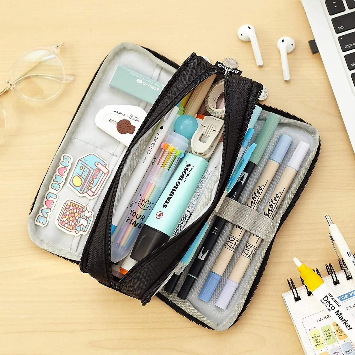Large Capacity Aesthetic Pencil Case - Sturdy Multifunctional Stationery Organizer