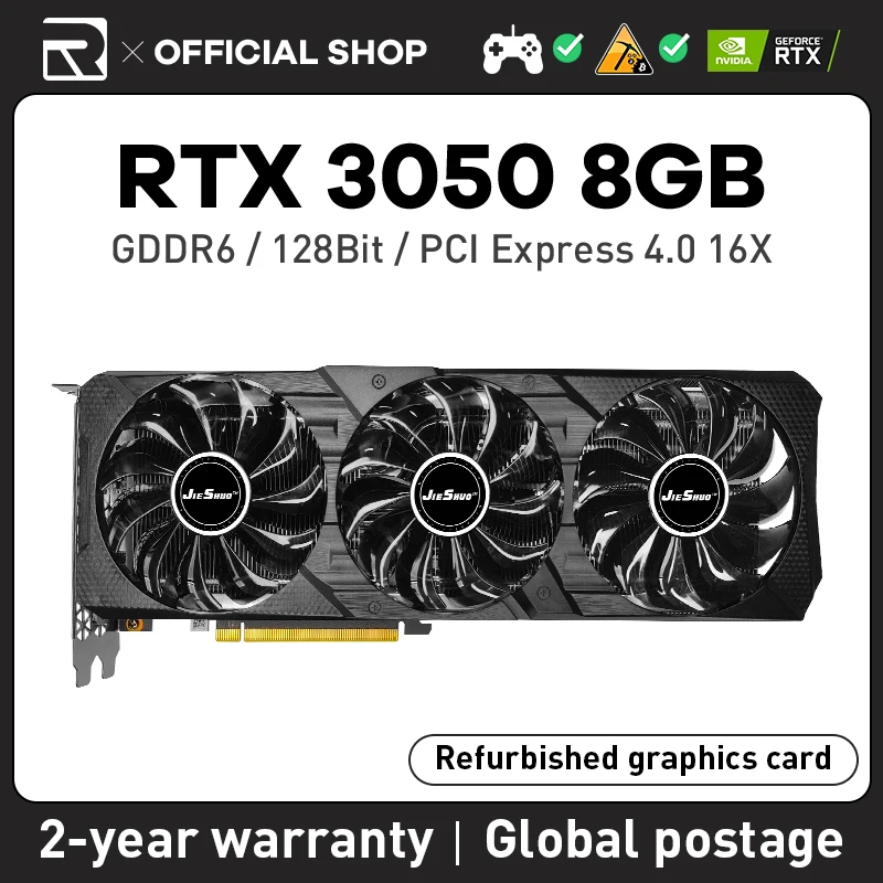 Scheda Grafica Per Computer Nvidia Geforce Jieshuo Rtx 3050 Gddr6 128Bit Supporto Gioco Pci Express 4.0 16X Rtx 3050 Scheda Video Gpu