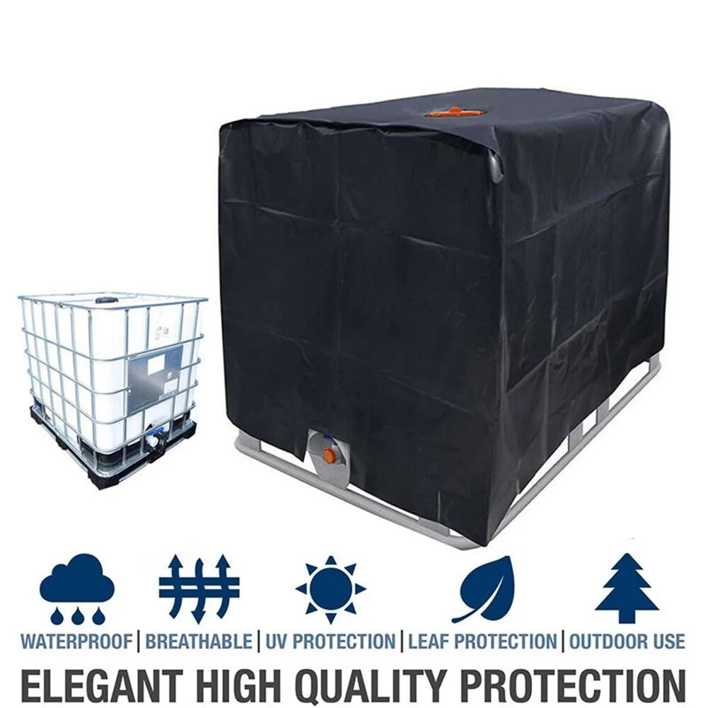 D2 Black 600L Water IBC Tank Protective Cover Tote Outdoor Waterproof Dustproof Cover Sunscreen Garden Yard Home Rain Container