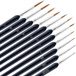 Premium 11 - Piece Natural Wood Triangle Paint Brush Set for Watercolor and Oil Painting (Black)