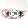 Style Funny Bfb X And Four,Pink Leather Bracelet Glass Cabochon Button Multilayer Bangles Wristband Gift 3