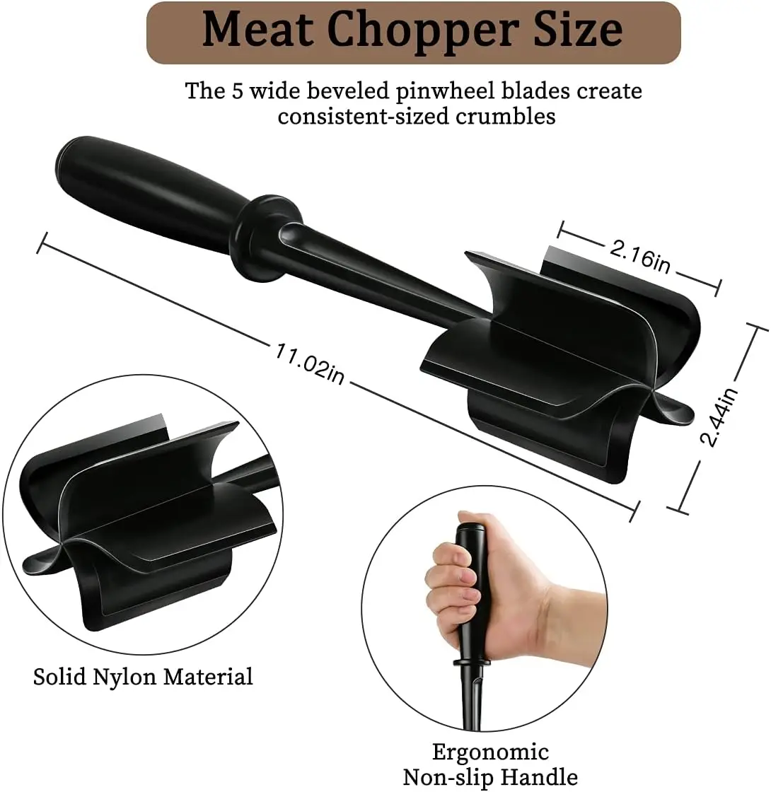 Kitchen Meat Chopper Ground Beef Masher Utensil Heat Resistant Non-Stick Hamburger Choppe Potato Masher Tool Kitchen Gadgets meat grinder