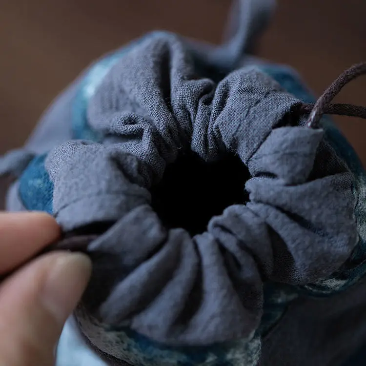 Chinese Style Tea Ceremony Master's Single Cup Storage Bag Cotton Cloth Ink Batik Three-layer Sewing Mini Cloth Tea Bag ZD48