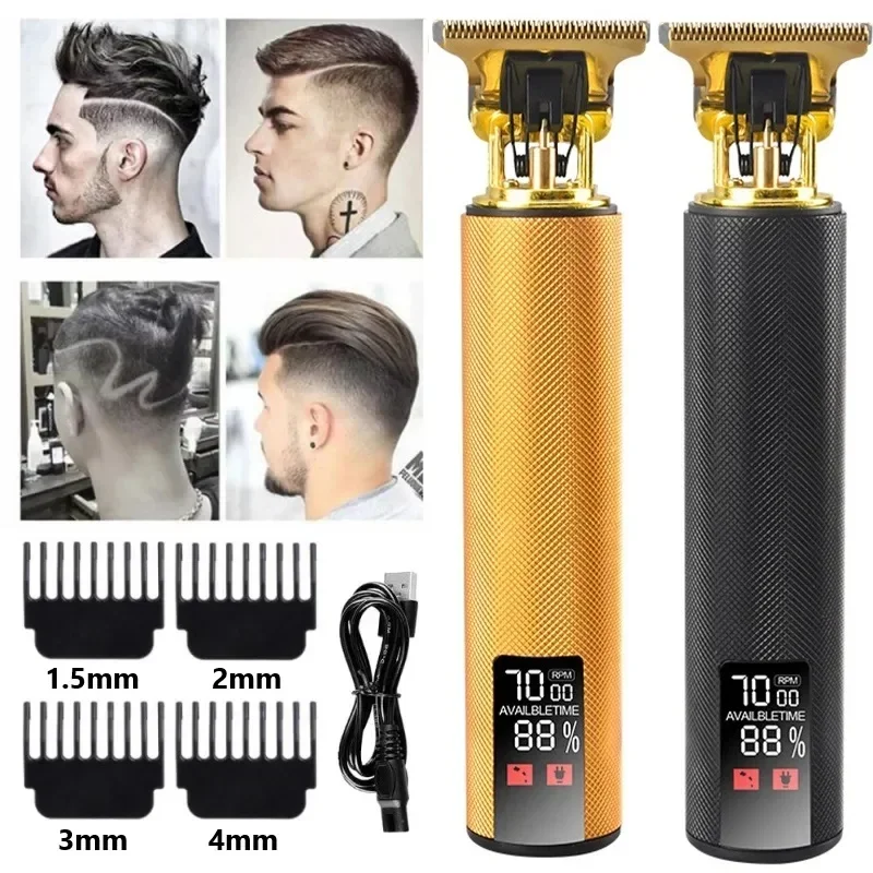 

Электрический триммер для волос T9, винтажная машинка для стрижки волос с цифровым дисплеем, бритва для бороды, триммер с USB-зарядкой, машинка для стрижки волос, Парикмахерская