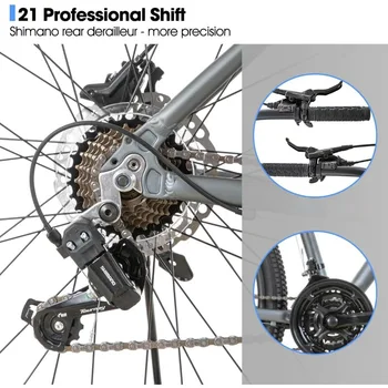 Hiland 27.5 inch Mountain Bike 21 Speeds, Lock-Out Suspension Fork, Hydraulic Disc-Brake for Men Women MTB Bicycle Adlut Bike 4