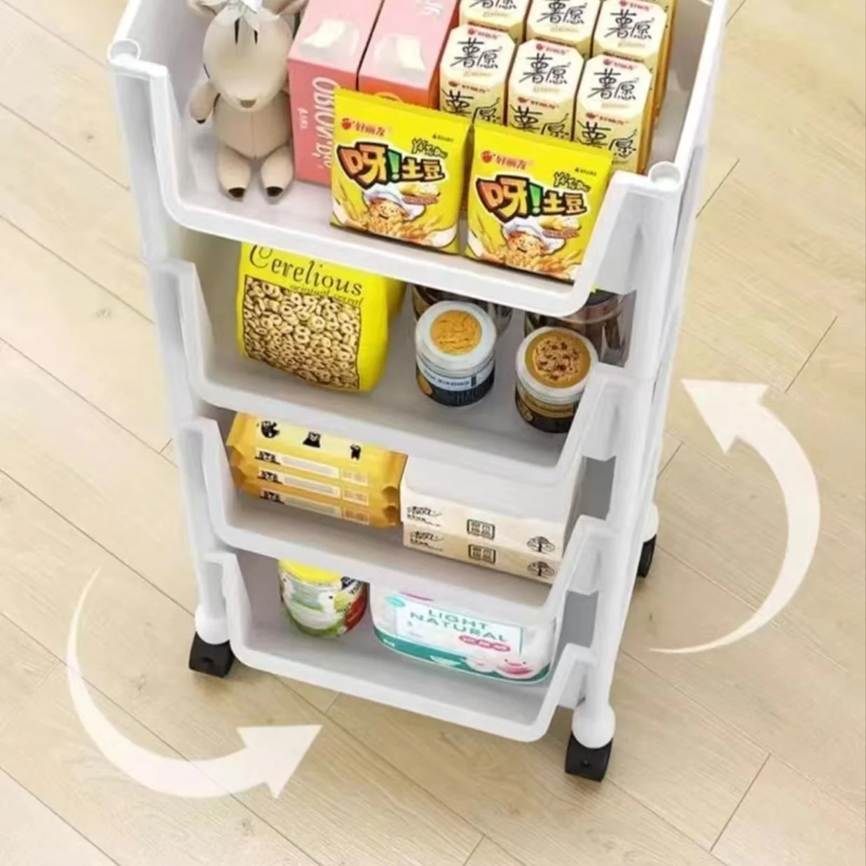 Storage Rack Trolley Mobile Storage Rack Trolley Multi-layer Kitchen Trolley Thicken Metal Cart Snacks Storage Rack with Wheels