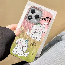 Cute Puppy Gradient Phone Case with Black Cat Design - HONOR 400 Pro (Yktdw104)