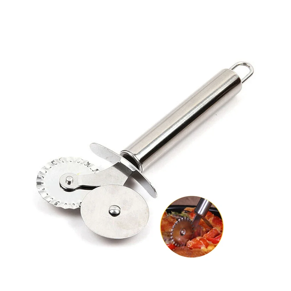 Pizza Cutter Round Double Wheel Roller Stainless Steel Kitchen Tool Pastry Pasta