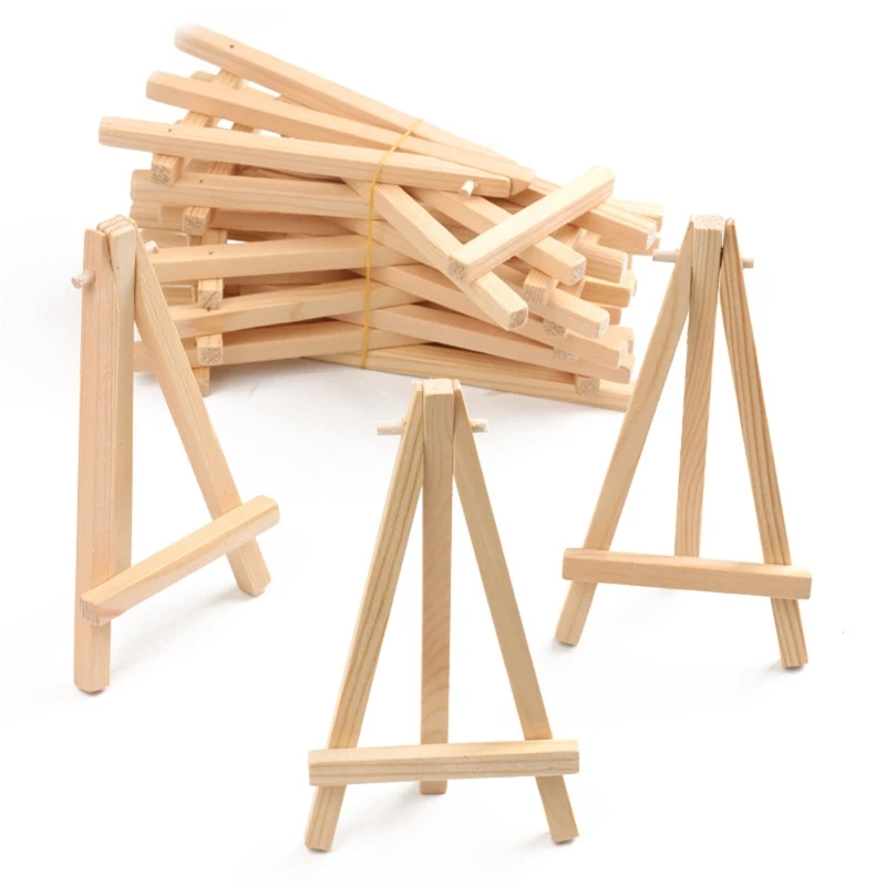 

10Pcs Mini Tripod Easels Small Display Stand Painting Holder Wood Stand Art Supplies for Photo Crafts Paintings Artworks LX9A