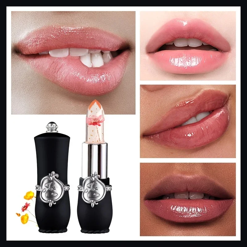 Lip Balm Lip Gloss Lip Makeup Flower Jelly Lipstick Set Temperature Change Moisturizer Flower Lip Stick Long Lasting Lip Balm Magic Color Change Gloss Set
