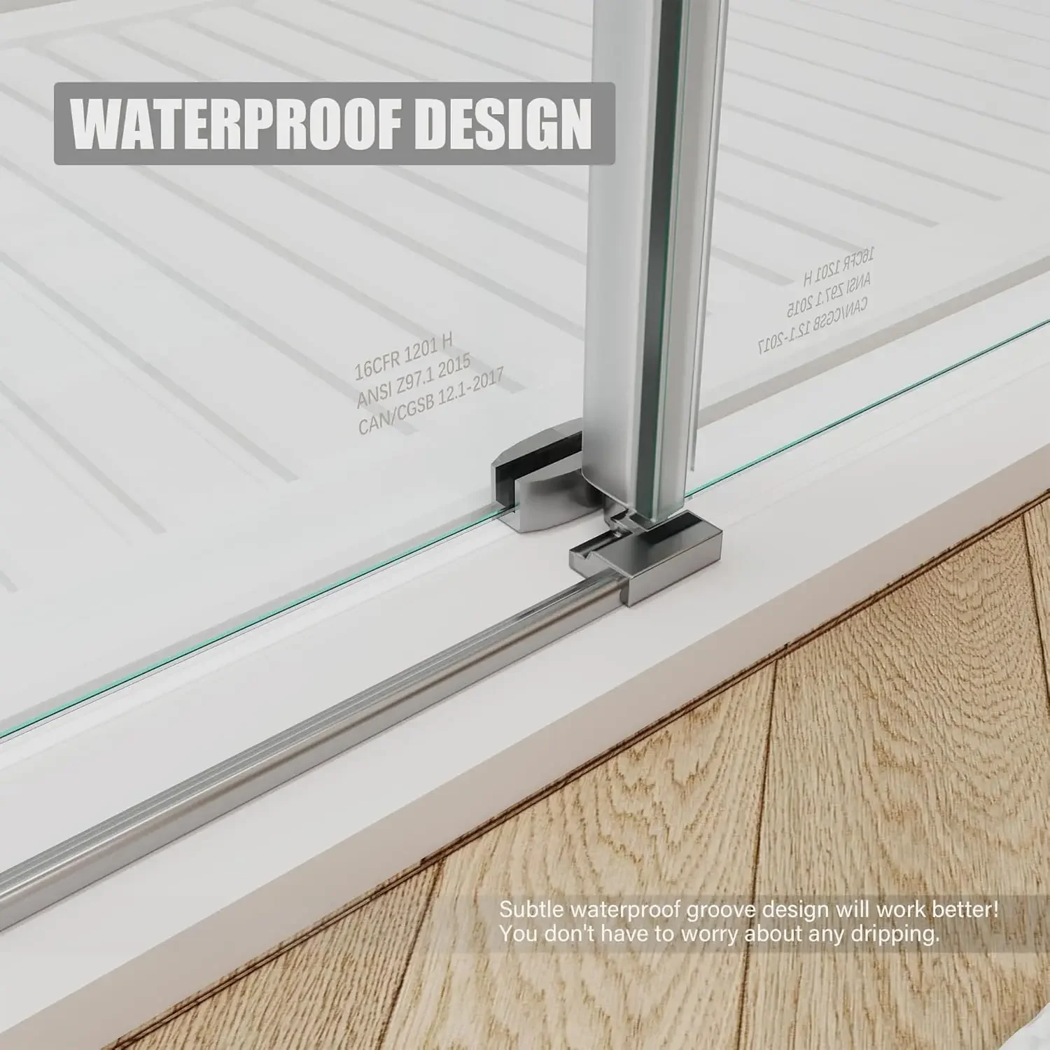 Shower Door 56-60" W × 76" H Glass Shower Door,Frameless Shower Door with Handle and Seal Strip for Waterproof,Sliding ,Sliver 4